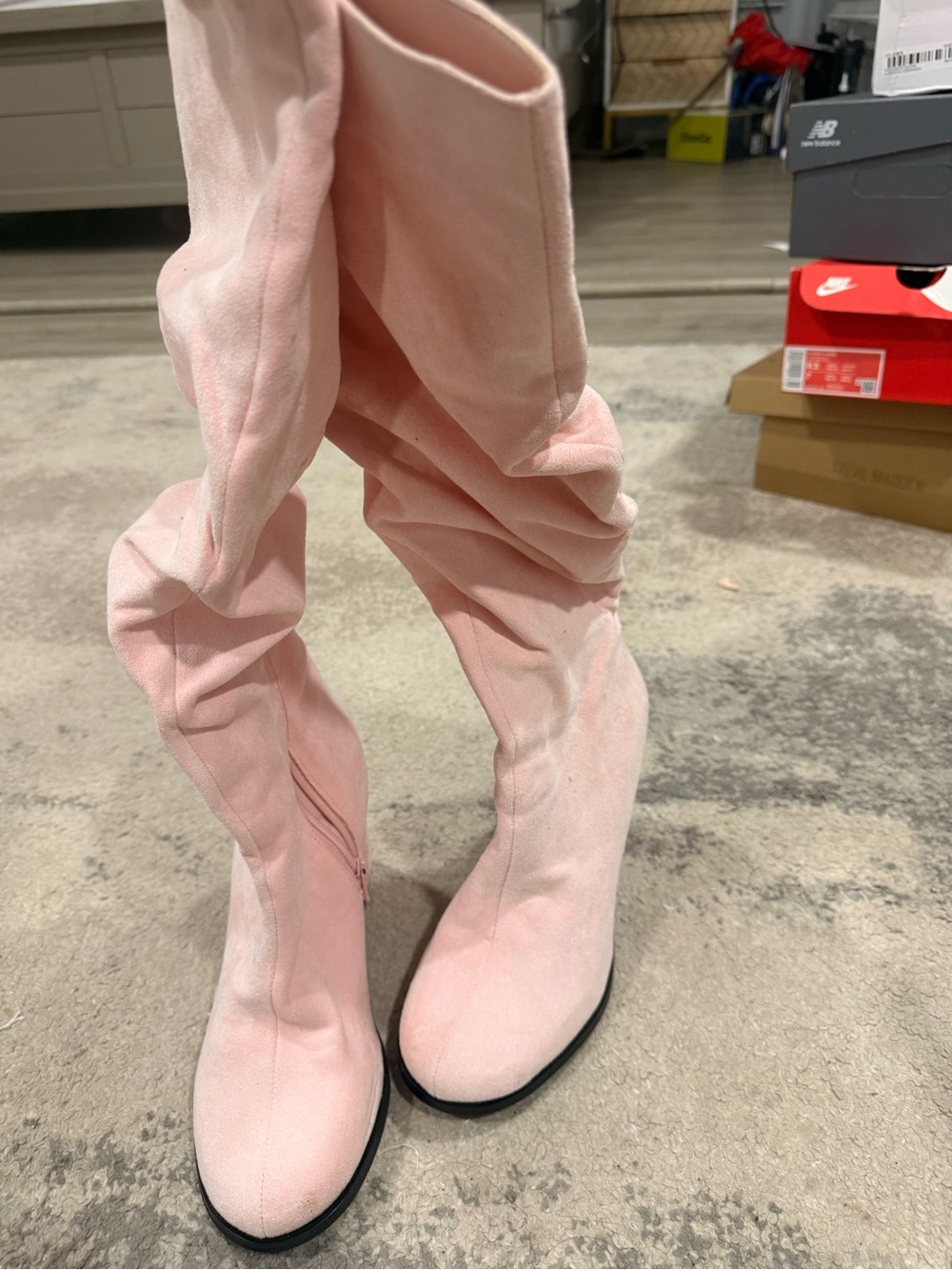 Nasty Gal Pink Slouchy Knee-High Combat Boots